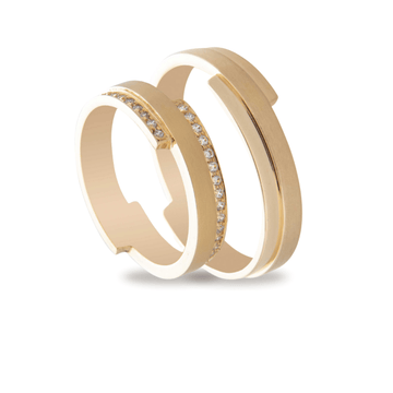 Βέρες Σετ Χρυσές με Σχέδια και Ζιργκόν MASCHIO FEMMINA TMF-94 - themelidisjewels